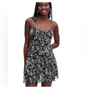 Women's Strappy Mesh Sea Spots Black Mini Dress - DVF for Target Small NWT